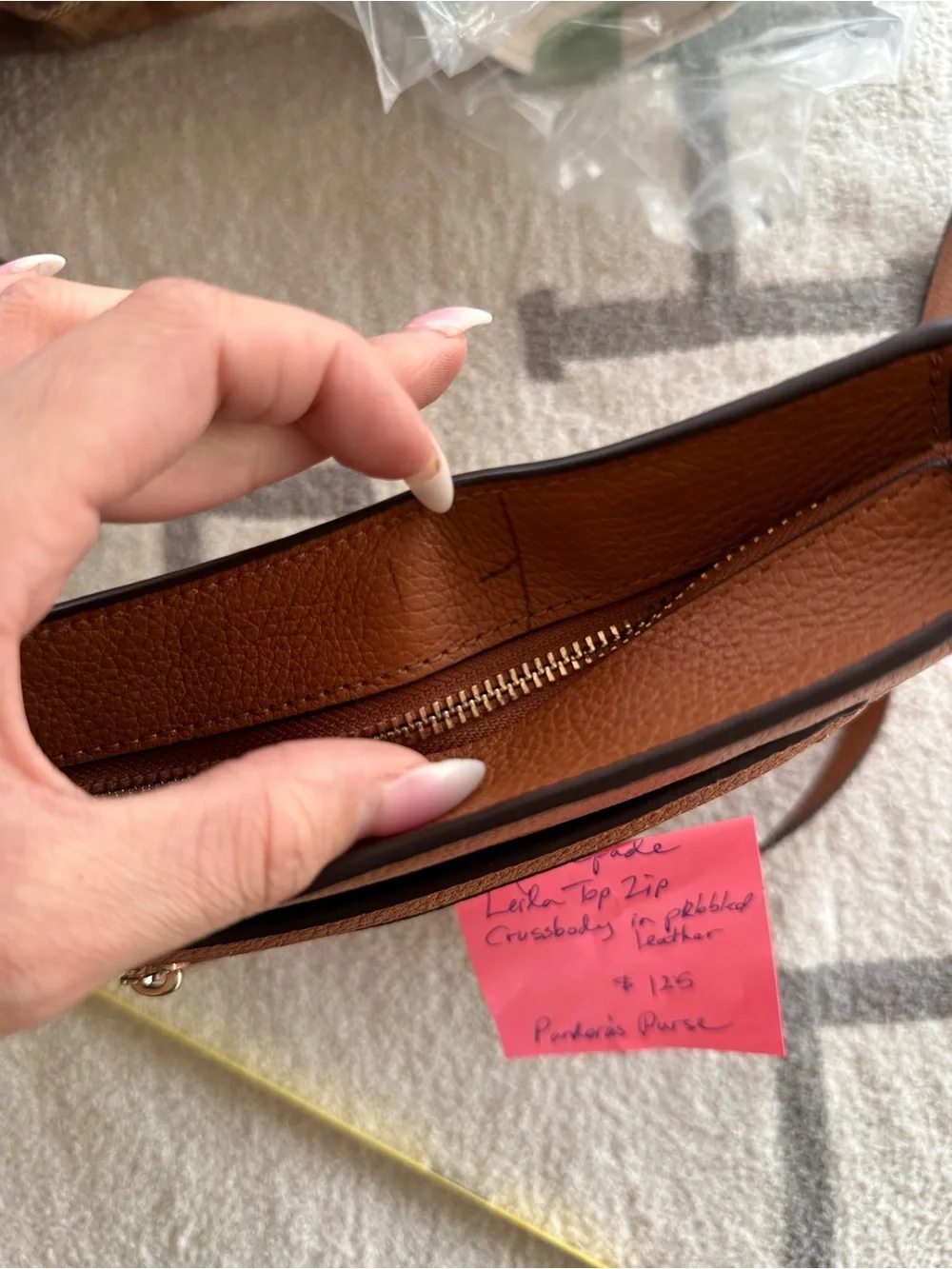 kate spade Pebbled Leather Crossbody — Cognac Brown